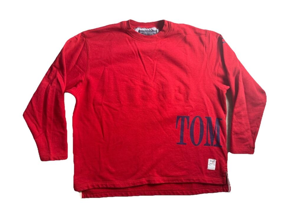 Tommy Hilfiger Wraparound Print Red Sweatshirt Tunic Size XL Vtg Y2K 90's Preppy